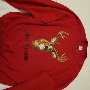 Jerzees Activewear Crewneck Mens 2XL Red HUNTER'S NIGHTMARE Graphic sweatshirt